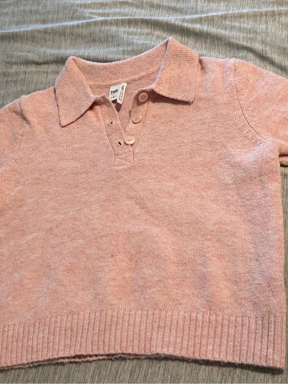 twik soft blush polo knit top